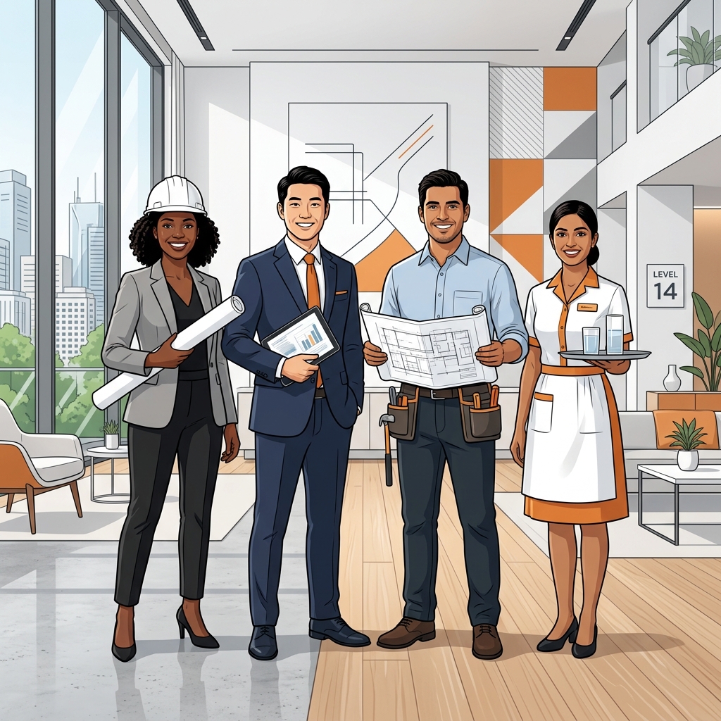Diverse workforce group representing blue and white collar workers